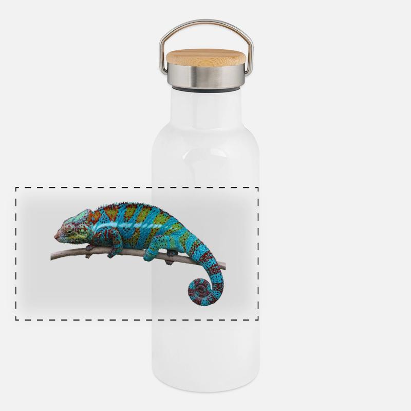 Caméléon - Bleu Gourde isotherme avec bouchon en bambou