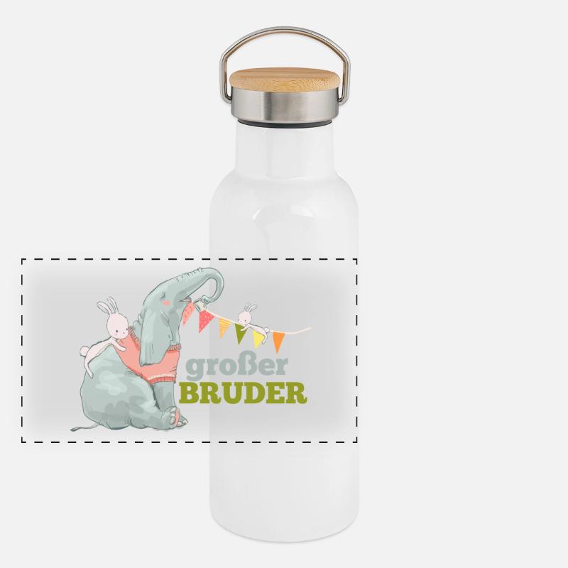 großer Bruder Elefant Hase Panorama Thermosflasche mit Bambusdeckel