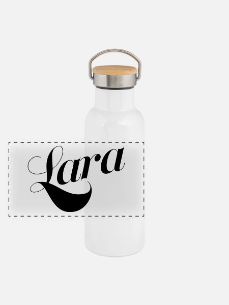 Lara - Panorama Thermosflasche mit Bambusdeckel - Weiß