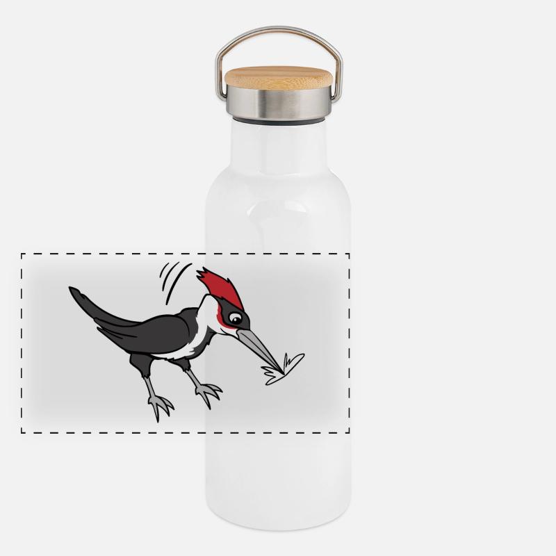 Oiseaux d'oiseaux pivert Gourde isotherme avec bouchon en bambou