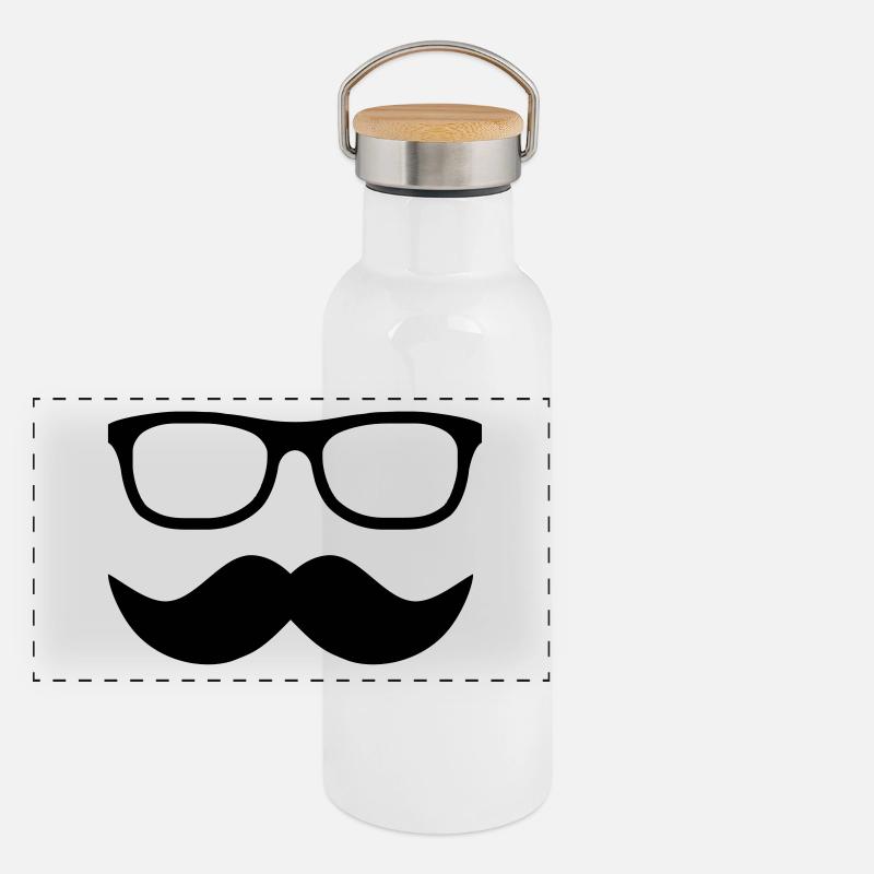 Moustache Panorama Thermosflasche mit Bambusdeckel