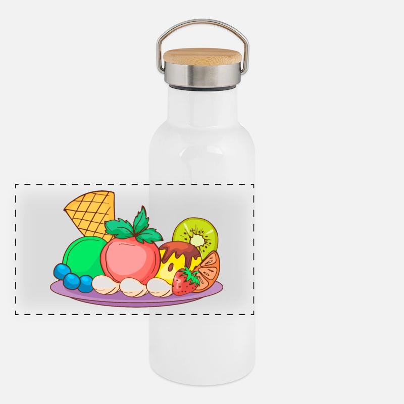 Eis Speiseeis Eiskrem Eiscreme Kugeleis Eisbecher Panorama Thermosflasche mit Bambusdeckel