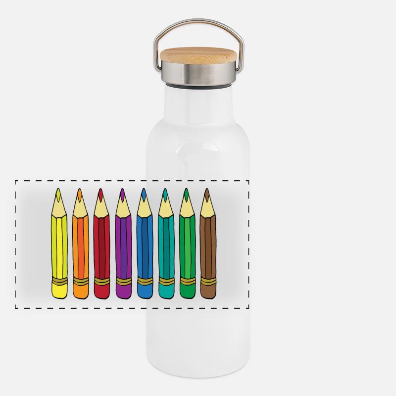 Buntstifte Panorama Thermosflasche mit Bambusdeckel