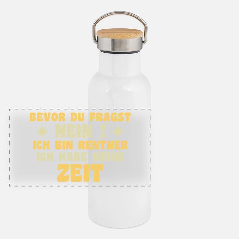 Ich bin Rentner ich habe keine Zeit Geschenk Panorama Thermosflasche mit Bambusdeckel