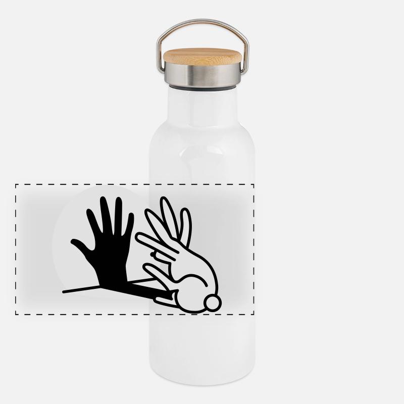 Hand shadow play rabbit shadow theater Panoramic Thermal Bottle with Bamboo Lid