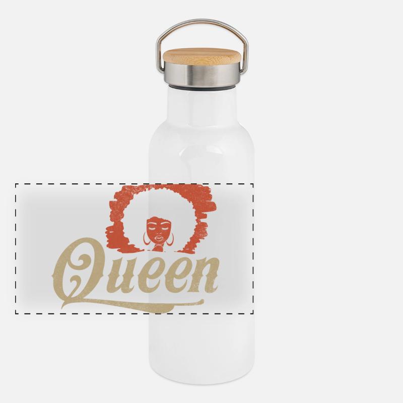 Queen Afro Silhouette Panorama Thermosflasche mit Bambusdeckel
