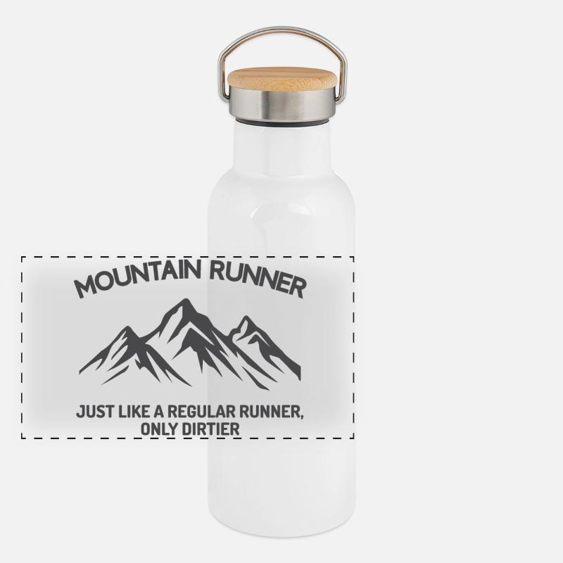 Bergläufer Panorama Thermosflasche mit Bambusdeckel