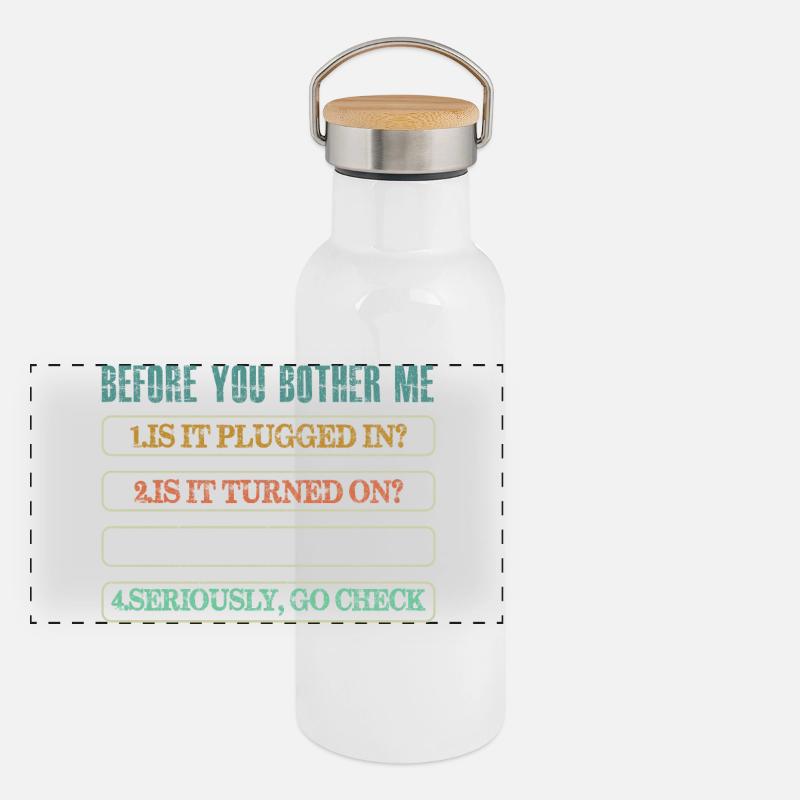 Information Technology Tech Technical Support Panorama Thermosflasche mit Bambusdeckel