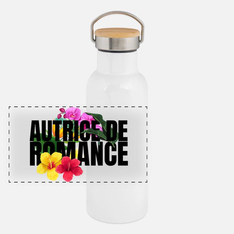 Autrice de romance Fleurs Gourde isotherme avec bouchon en bambou