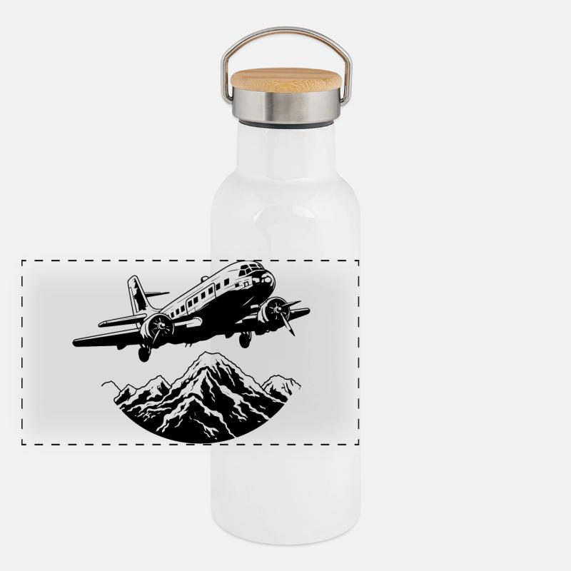 Graphisme d’avion Gourde isotherme avec bouchon en bambou