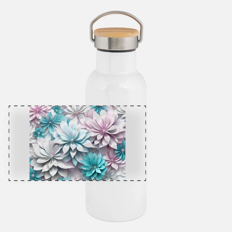 Fleurs en papier Gourde isotherme avec bouchon en bambou