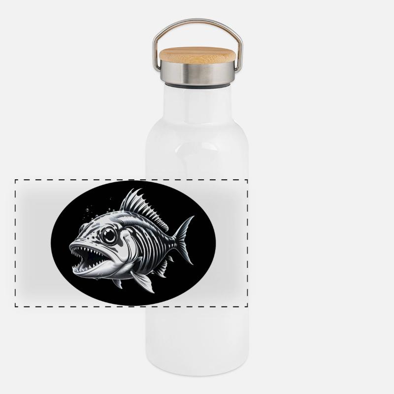 Squelette de poisson Gourde isotherme avec bouchon en bambou