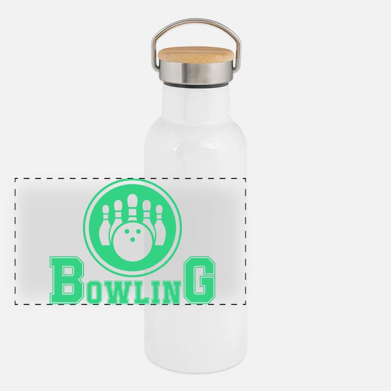 Conception de main de bowling rétro Gourde isotherme avec bouchon en bambou