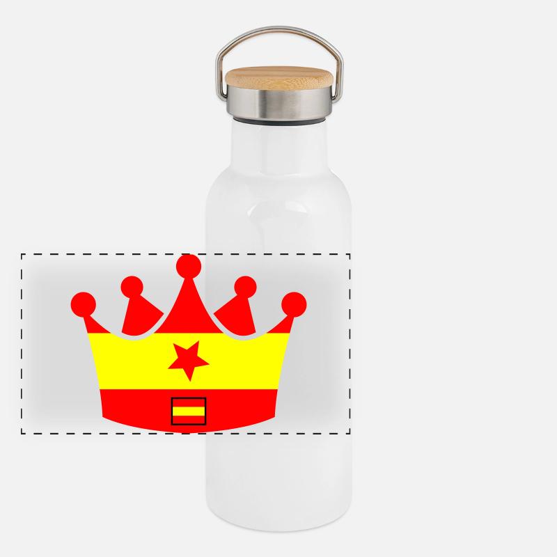Spanien Krone Panorama Thermosflasche mit Bambusdeckel