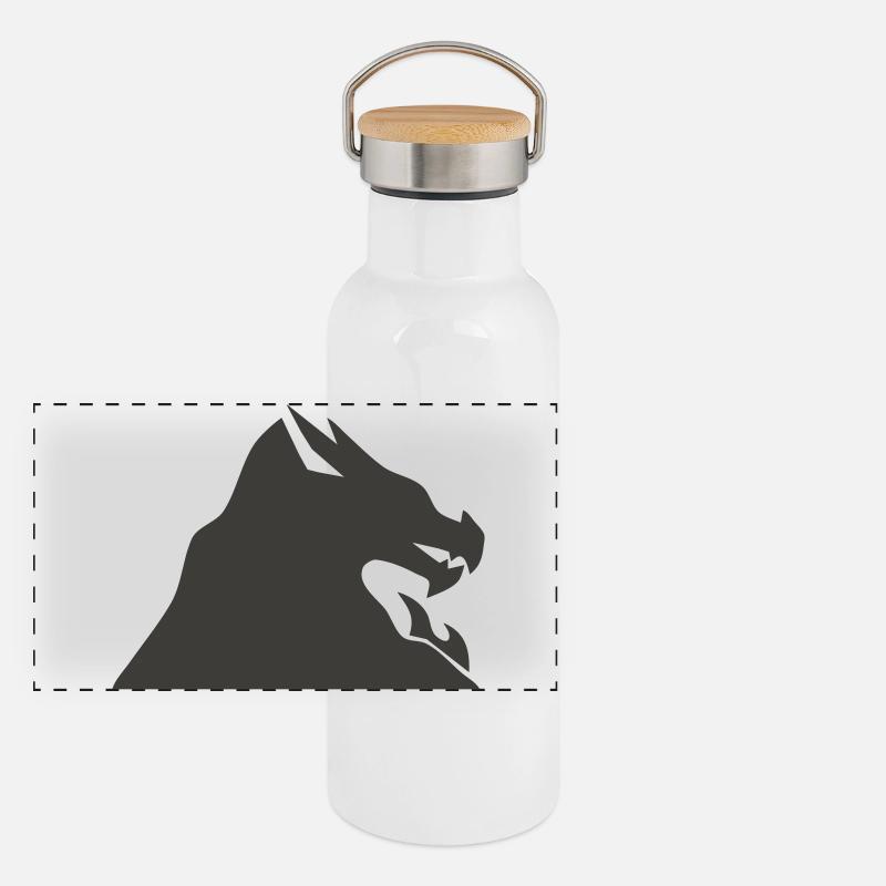 Drachenkopf Silhouette Panorama Thermosflasche mit Bambusdeckel