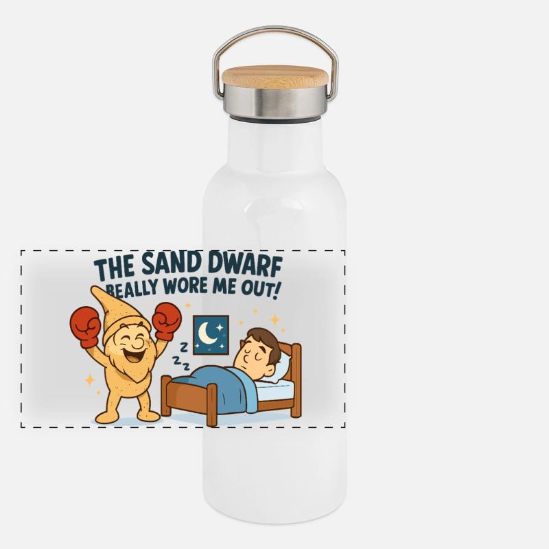 Le nain de sable frappe ! Gourde isotherme avec bouchon en bambou
