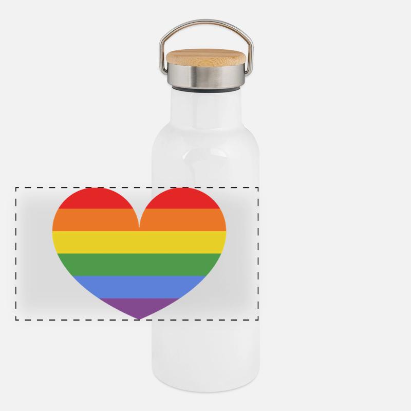 Rainbow heart Panoramic Thermal Bottle with Bamboo Lid
