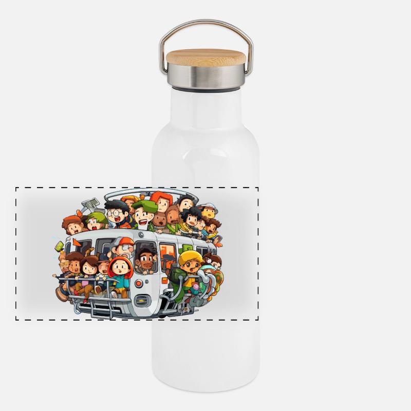 Scène colorée du bus Gourde isotherme avec bouchon en bambou