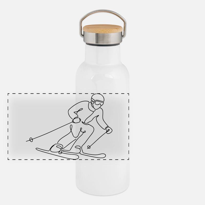 Illustration de skieur Gourde isotherme avec bouchon en bambou