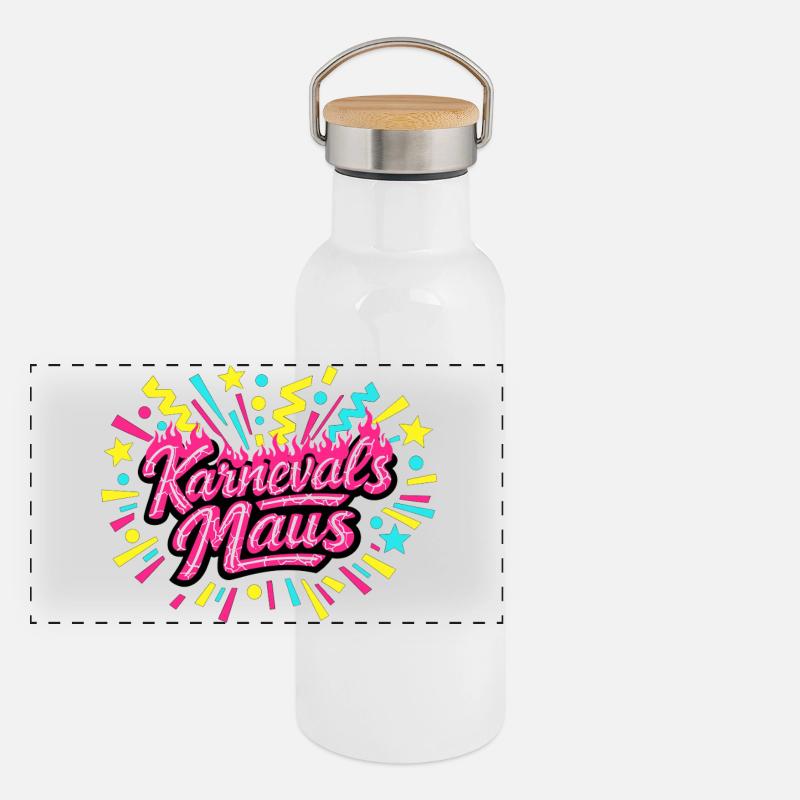 Karnevalsmaus - Karneval Geschenk Panorama Thermosflasche mit Bambusdeckel