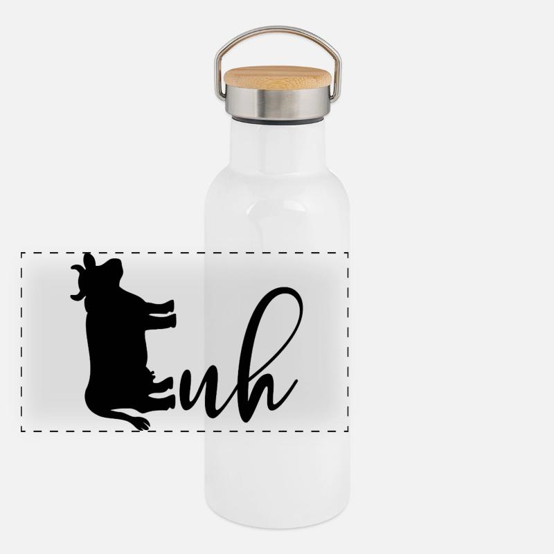 Hausrinder Kuh Kühe Panorama Thermosflasche mit Bambusdeckel