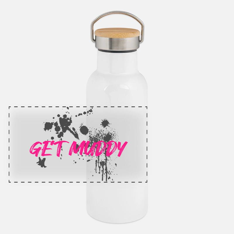 Course boueuse Schlammlauf Mud Run Muddy Gourde isotherme avec bouchon en bambou