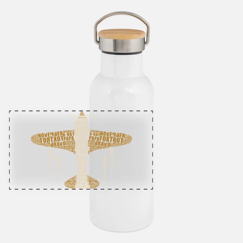 Chemise d’aviation de pilote à alphabet phonétique Gourde isotherme avec bouchon en bambou