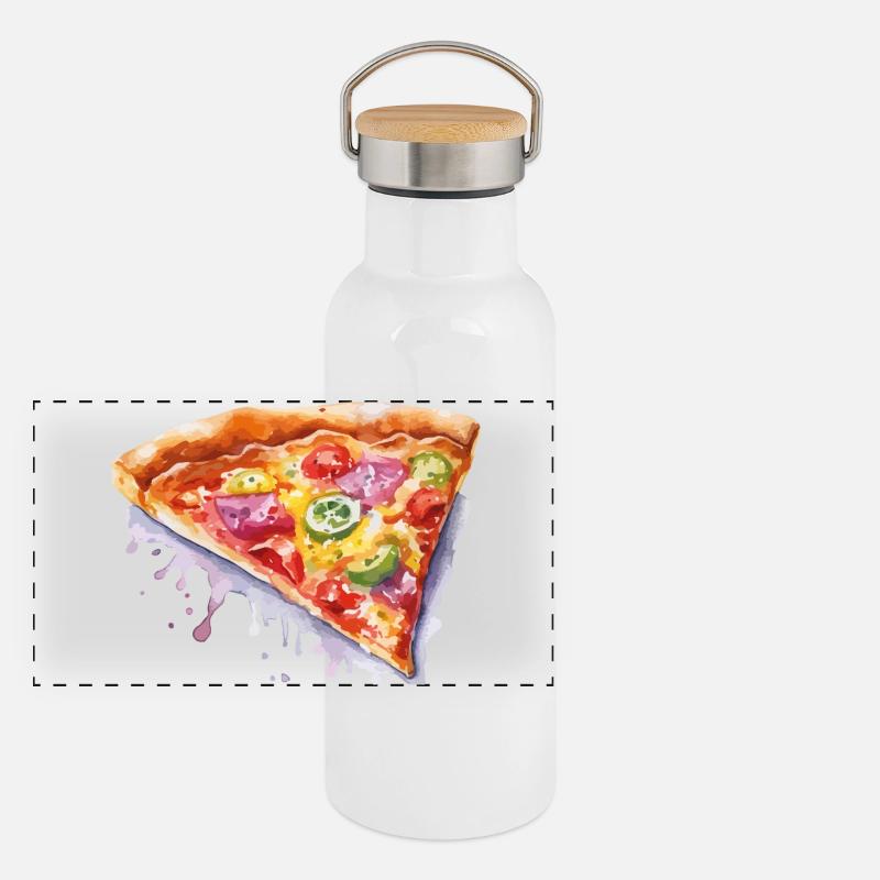 pizza Panorama Thermosflasche mit Bambusdeckel