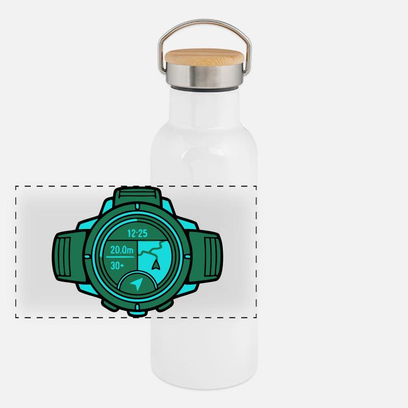 Moderne GPS Sportuhr Läufer Panorama Thermosflasche mit Bambusdeckel