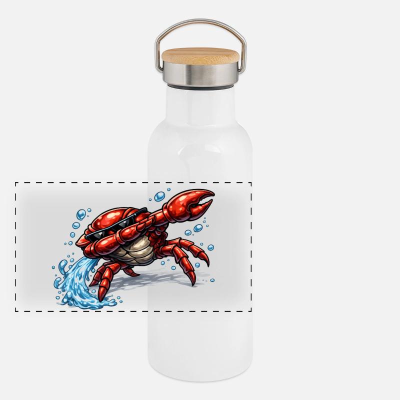 Dabbing Krebs Panorama Thermosflasche mit Bambusdeckel