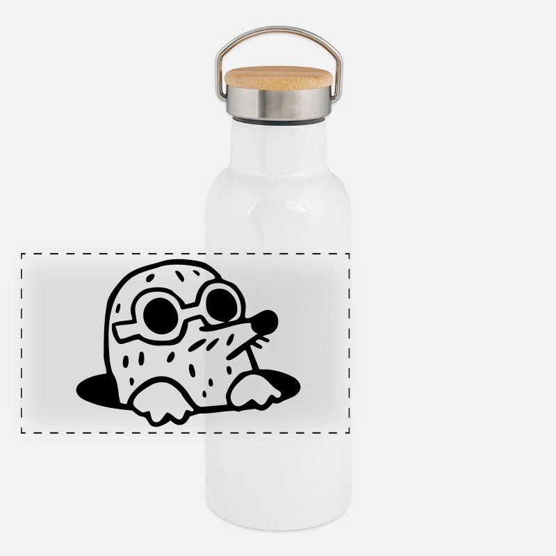 cooler Maulwurf Panorama Thermosflasche mit Bambusdeckel