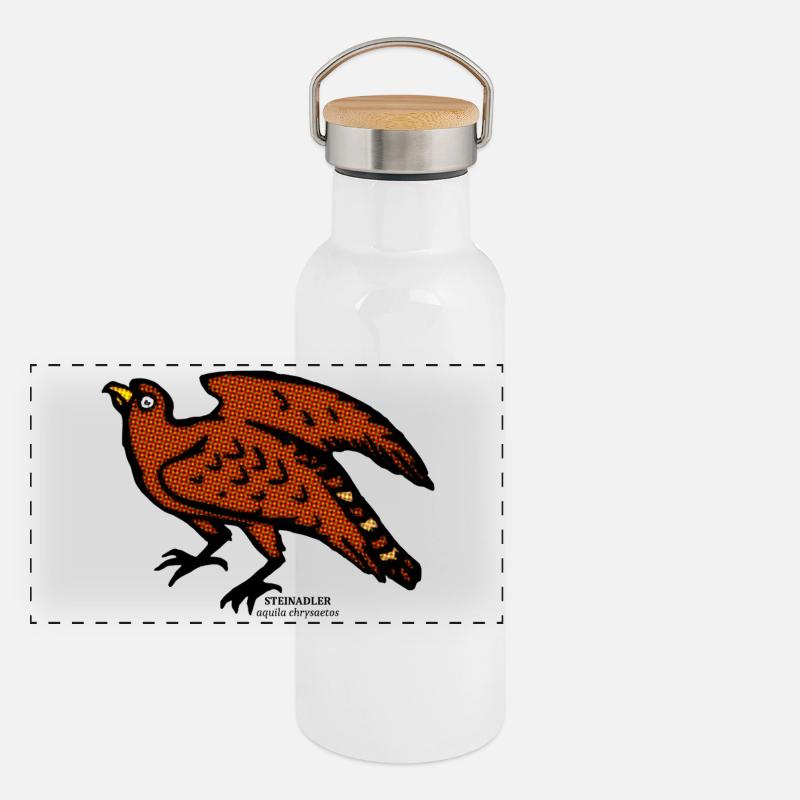 Golden Eagle Eagle Inn Mountains old illustration Panoramic Thermal Bottle with Bamboo Lid