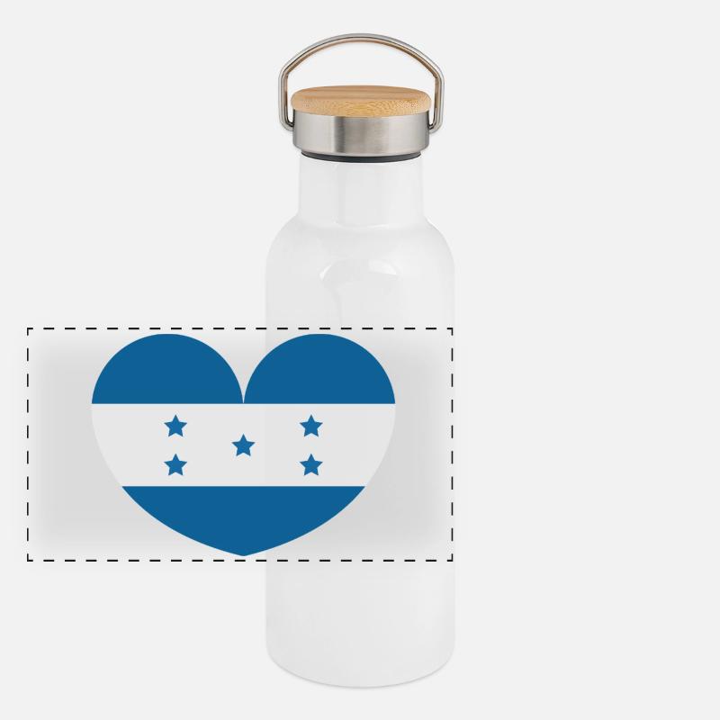 Drapeau du cœur du Honduras Gourde isotherme avec bouchon en bambou