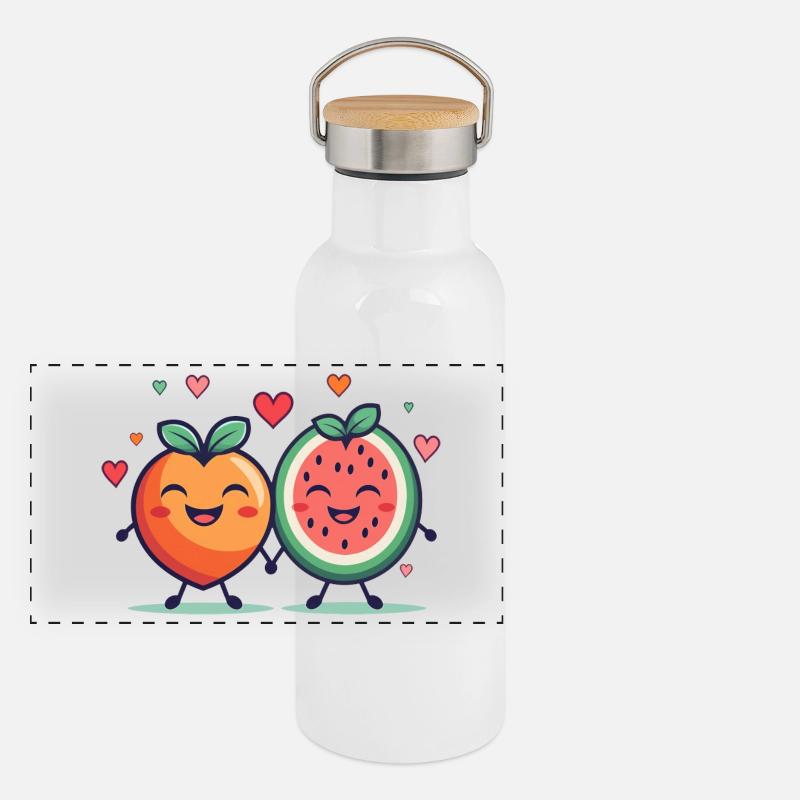 Fruchtige Leidenschaft, Liebe Panorama Thermosflasche mit Bambusdeckel