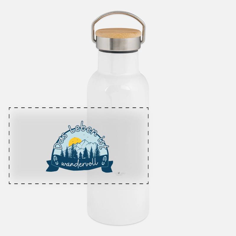 Das Leben ist wandervoll Wanderer & Bergsteiger Panorama Thermosflasche mit Bambusdeckel