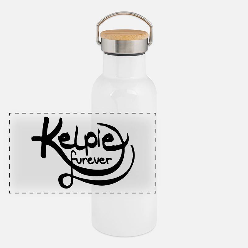 Kelpie furever Panorama Thermosflasche mit Bambusdeckel