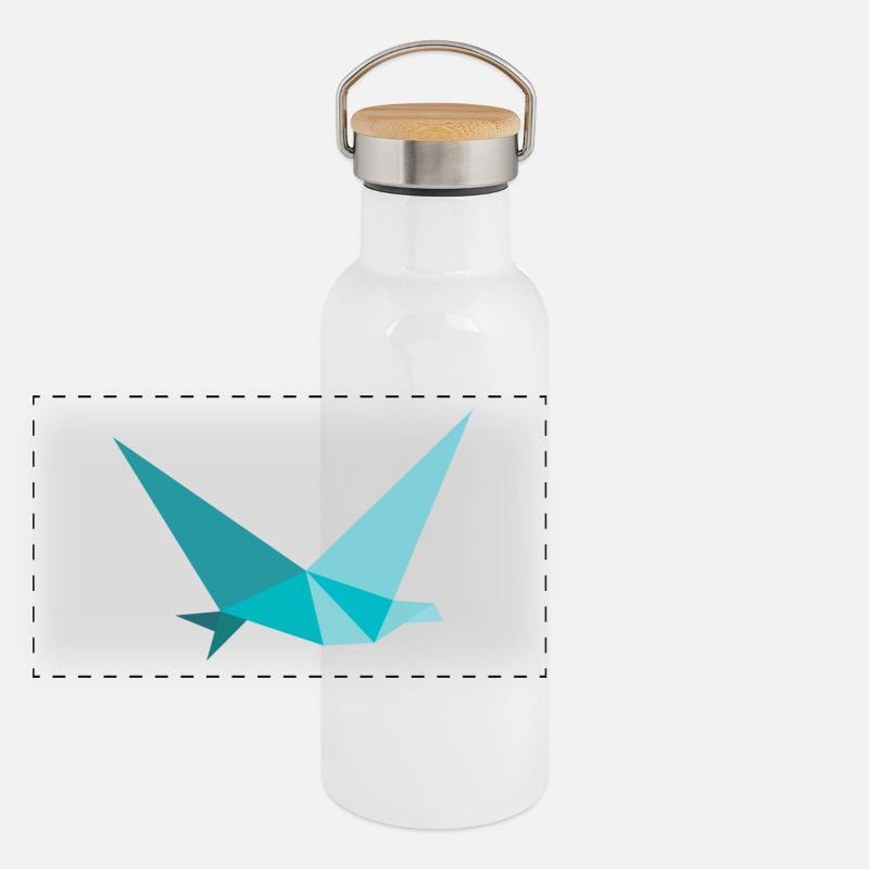 Vogel Schwalbe Origami Polygon Panorama Thermosflasche mit Bambusdeckel