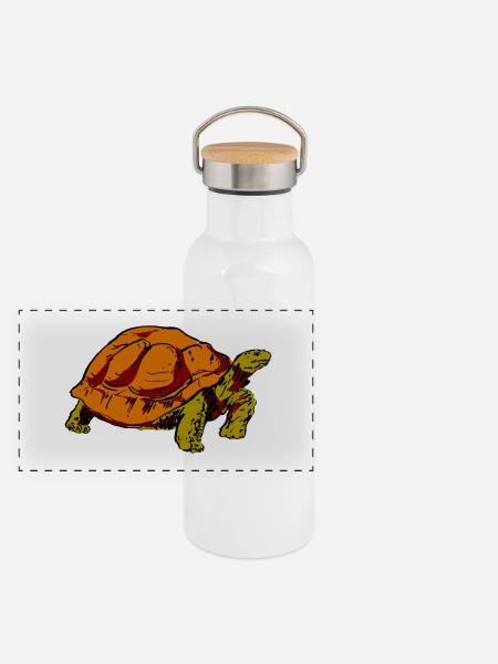 turtle - Panoramic Thermal Bottle with Bamboo Lid - white - Front