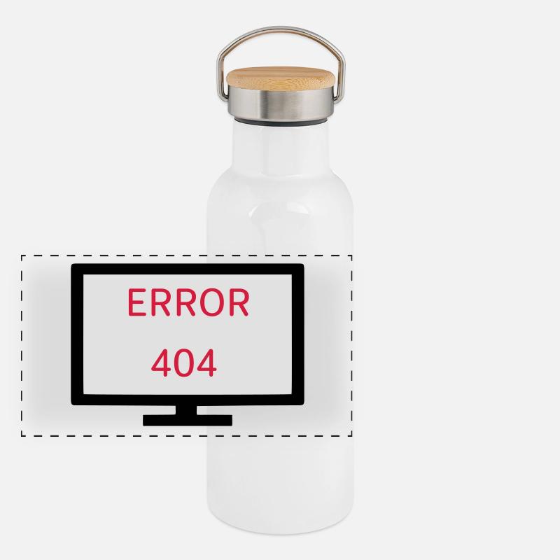 Computer Fehler 404 Panorama Thermosflasche mit Bambusdeckel