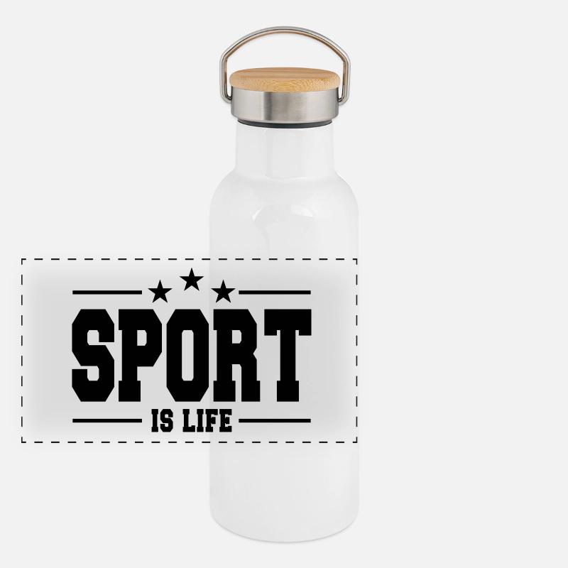 sport is life 1 Gourde isotherme avec bouchon en bambou