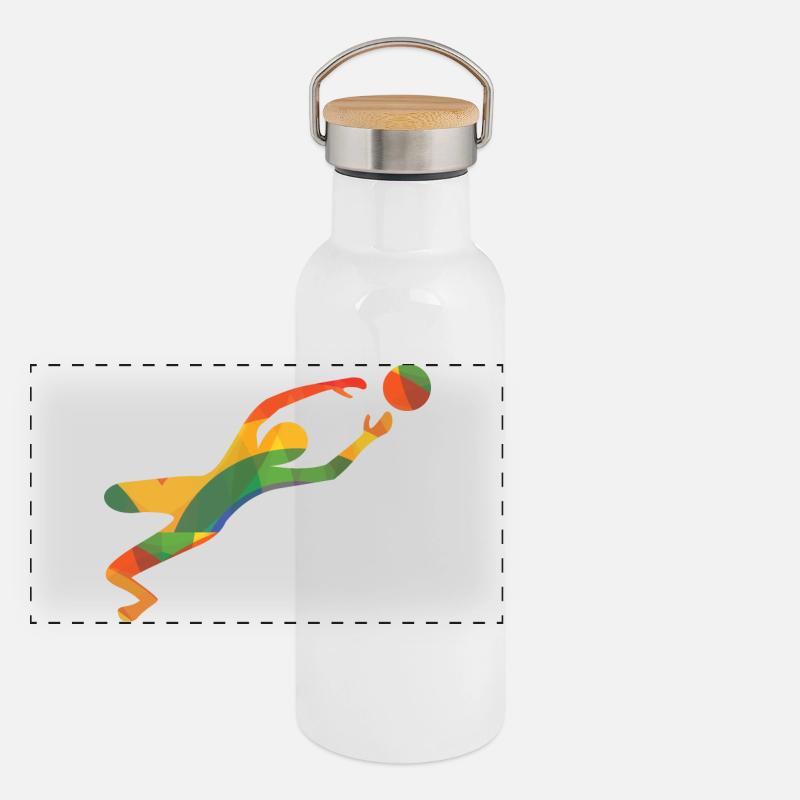 Gardien de but coloré Gourde isotherme avec bouchon en bambou