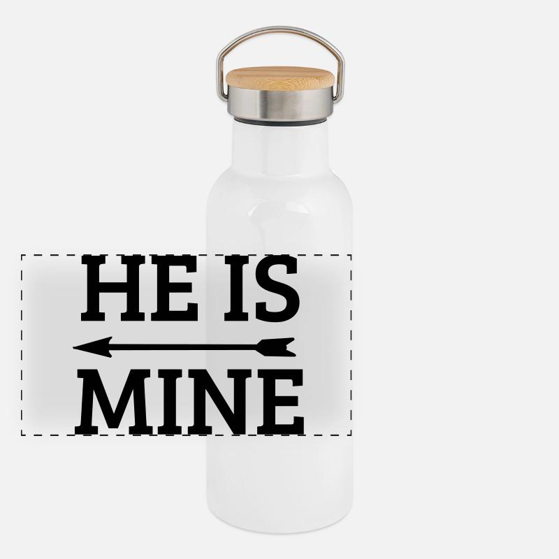 he is mine Panorama Thermosflasche mit Bambusdeckel