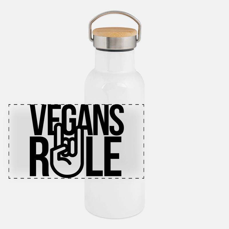 vegans rule Panorama Thermosflasche mit Bambusdeckel
