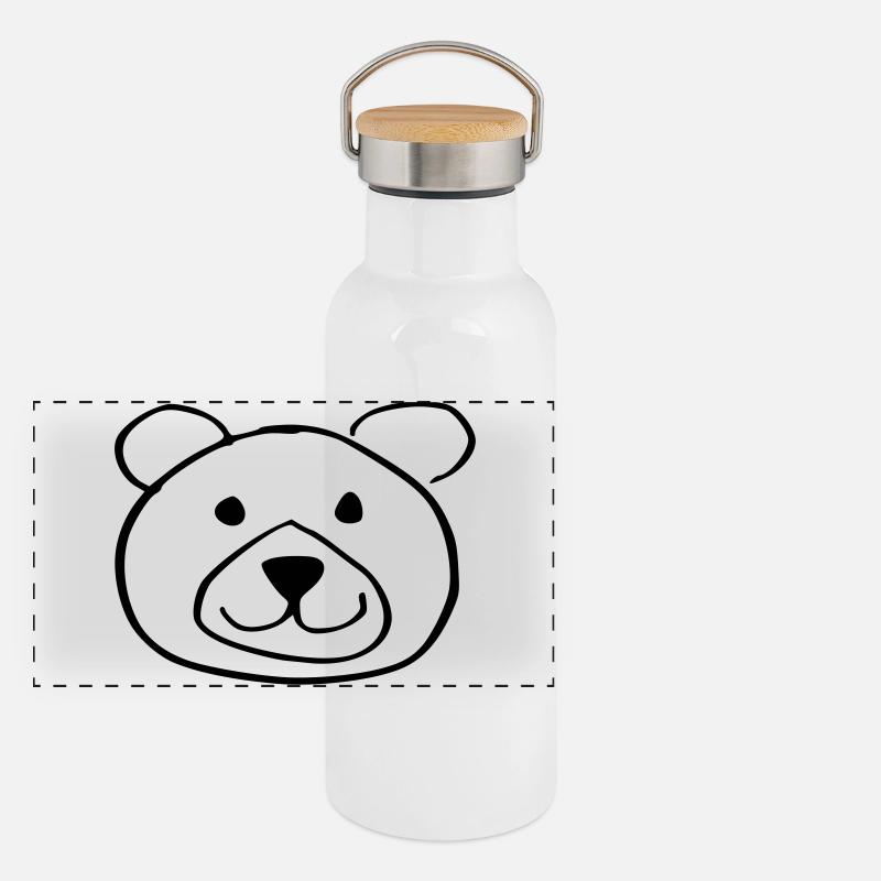 süßer Bär Panorama Thermosflasche mit Bambusdeckel