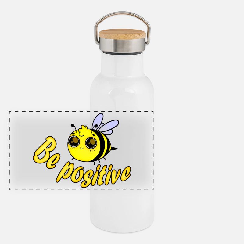 Bee positive Panoramic Thermal Bottle with Bamboo Lid