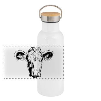 Vache Vaches - Gourde isotherme avec bouchon en bambou - blanc - Devant
