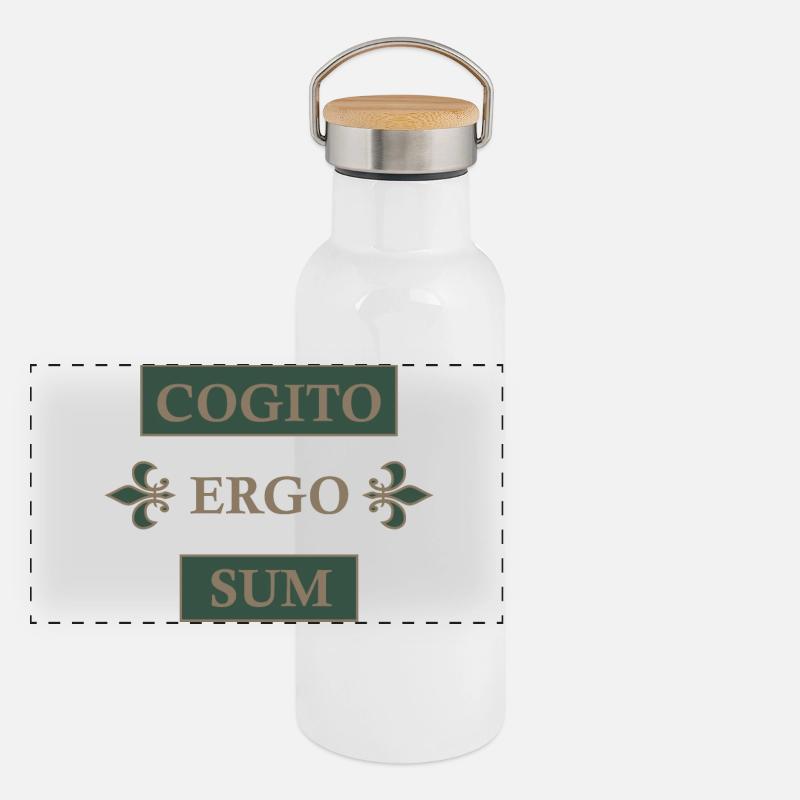 Cogito ergo sum Panorama Thermosflasche mit Bambusdeckel