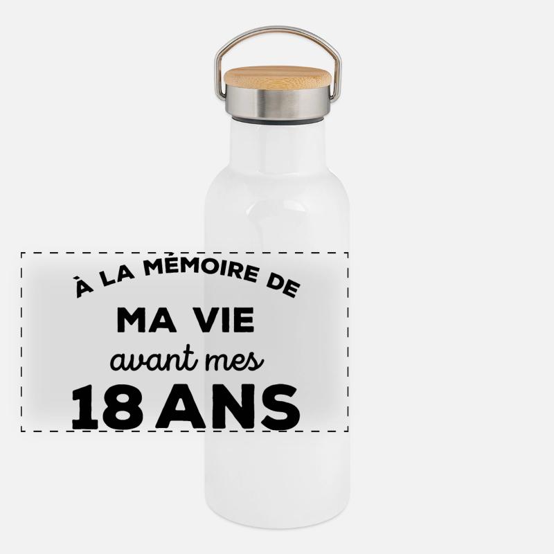 A la mémoire de ma vie avant mes 18 ans Gourde isotherme avec bouchon en bambou