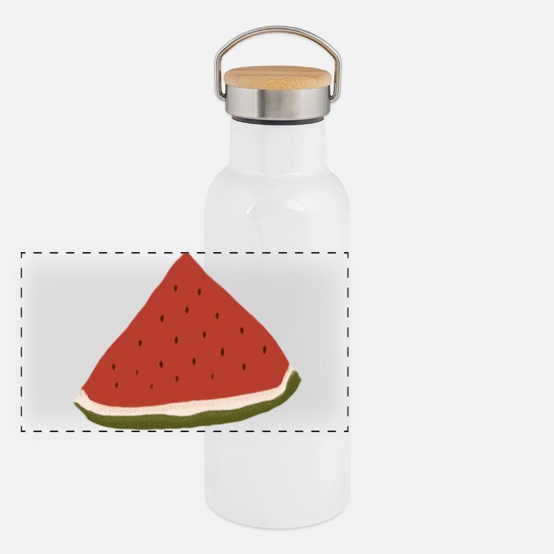 Wassermelone, Watermelon, Melone Panorama Thermosflasche mit Bambusdeckel