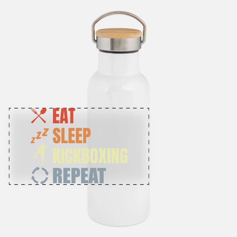 Manger du sommeil Kickbox Répéter Gourde isotherme avec bouchon en bambou
